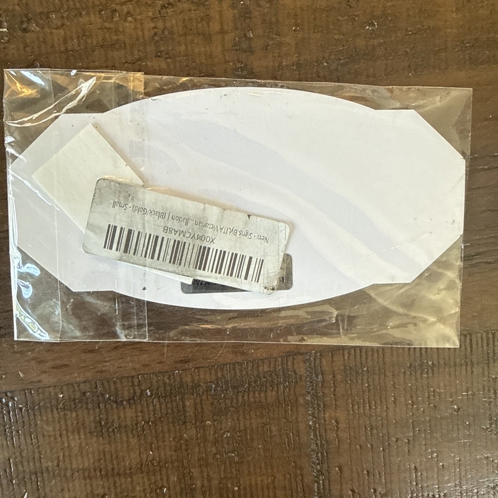 Victorian Please Deliver All Packages Inside Durable Plastic Black Gold 3&Prime; x 6&Prime;