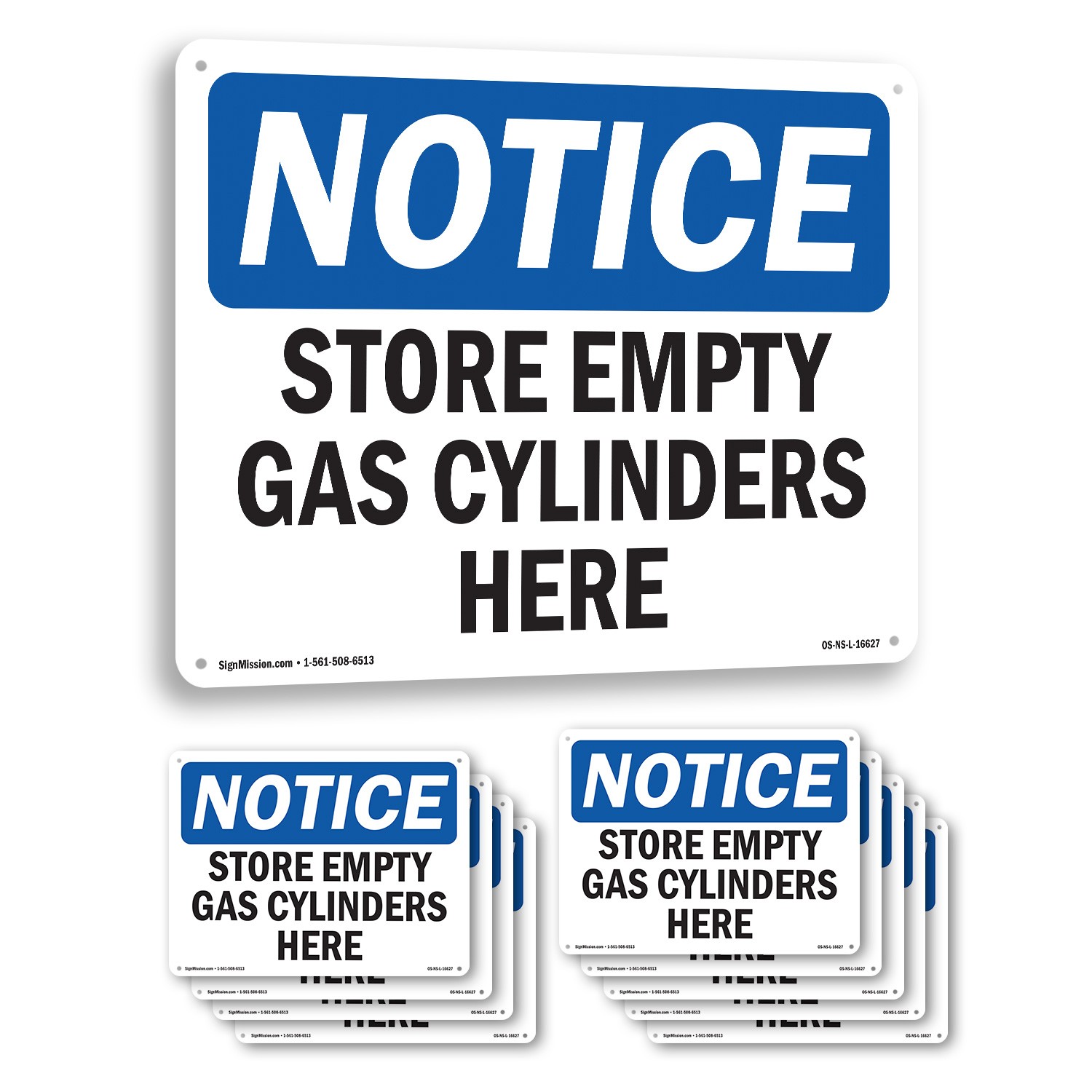 Store Empty Gas Cylinders Here OSHA Notice Sign Metal,, Decal 5 or 10 Pack