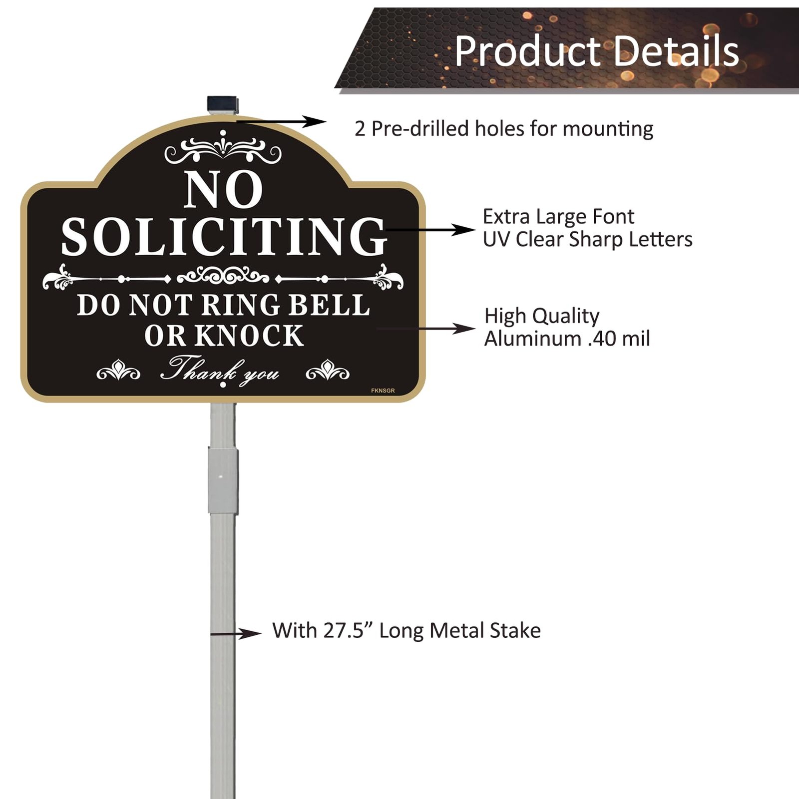 No Soliciting Yard Sign Metal 10×14 Aluminum Weatherproof Stake Outdoor