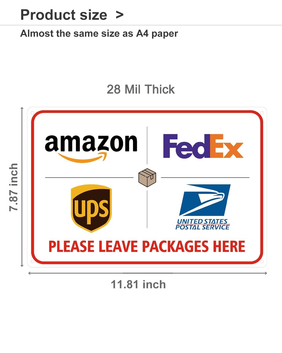8×12&Prime; Package Delivery Sign – Rust-Free Aluminum for Porch, Front Door & Outdoor