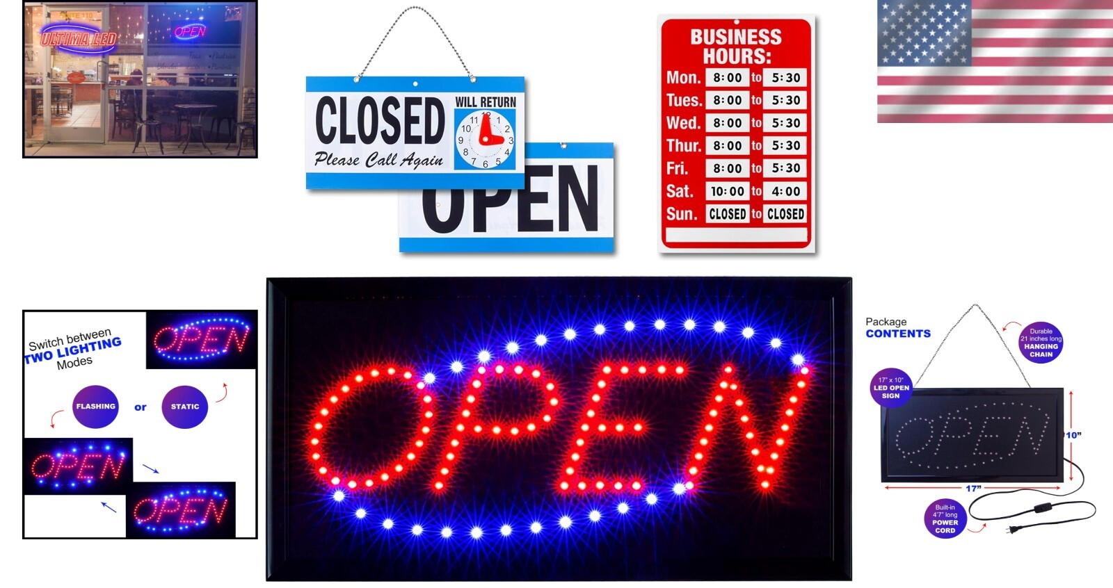 LED Neon Open Sign with Flashing Mode – Attractive Storefront Promotion