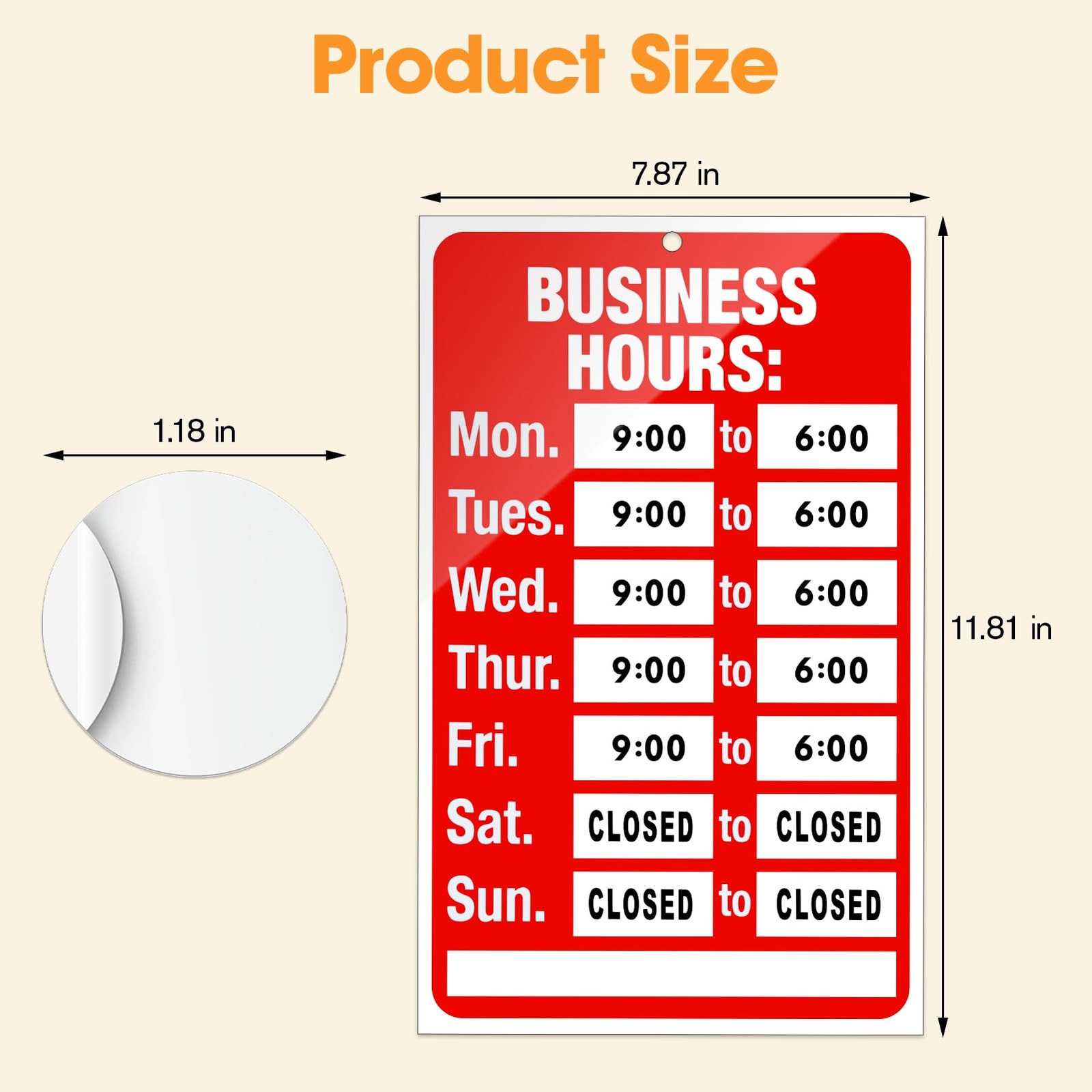 2 Piece Business Hours Sign, FlyCoco Open 7.9 x 11.8 inches, Red and White