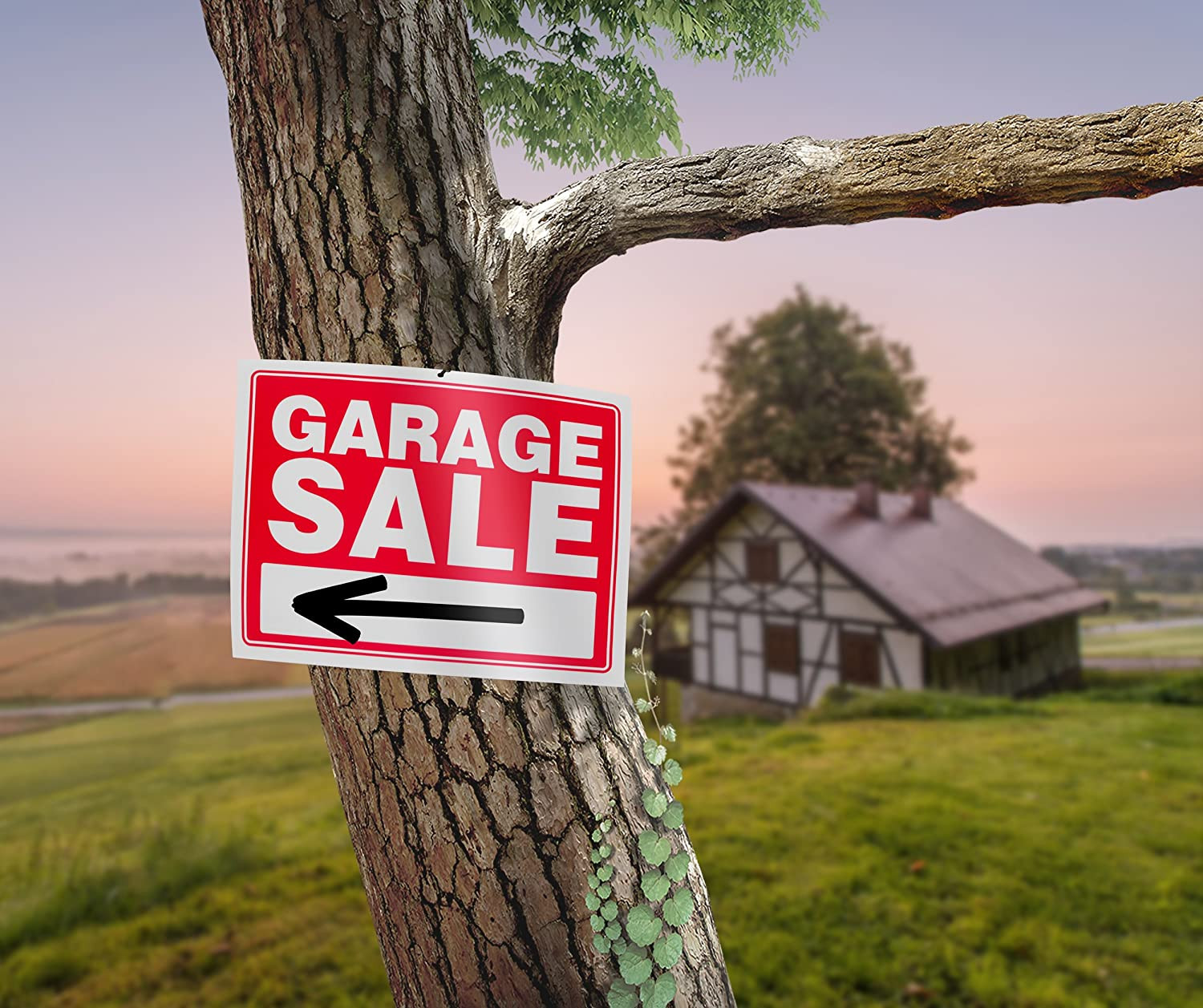 GARAGE SALE Sign Red Yard Sales Street Signs by Ram-Pro – 9 X 12 Inch Plastic B