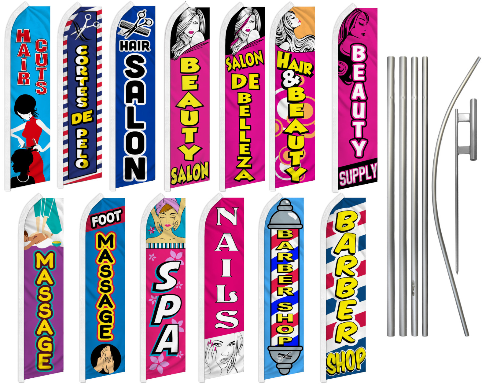 Hair & Beauty Services Swooper Feather Flutter Flag Pole Kit Spa
