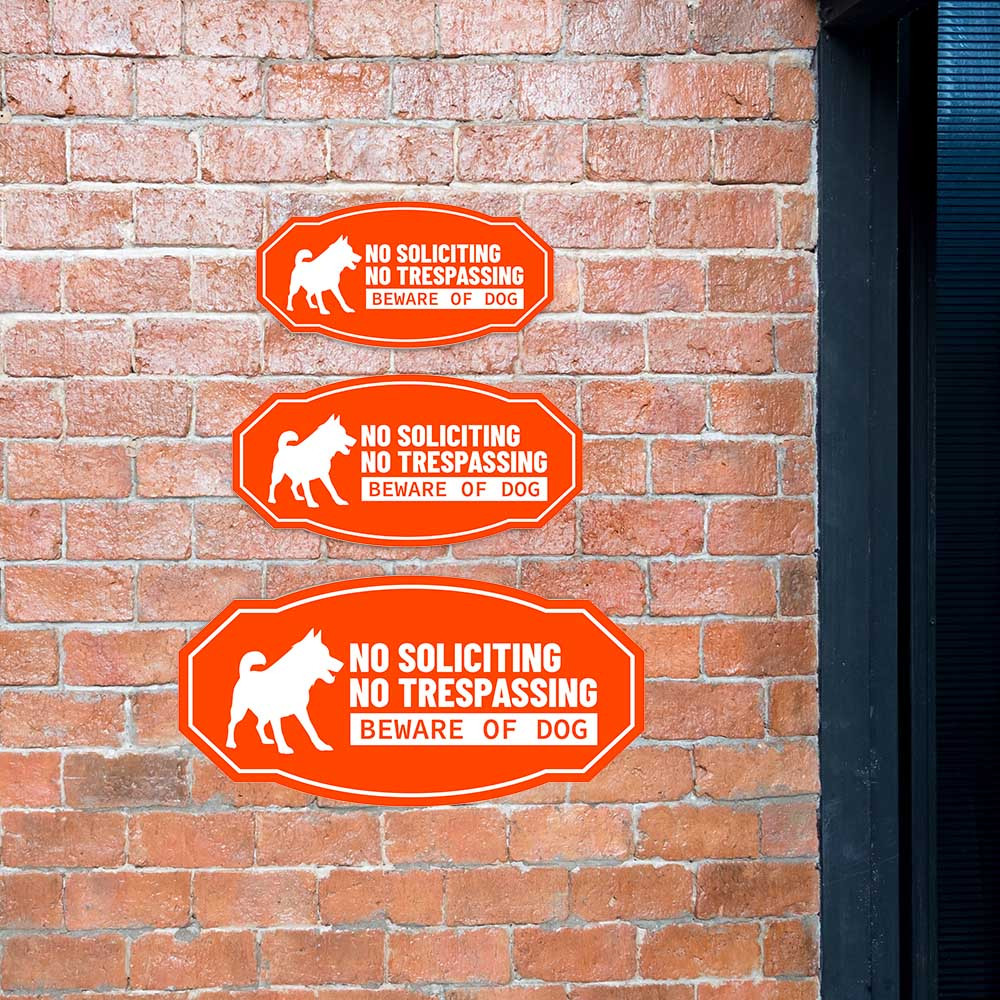 Victorian Plus No Soliciting No Trespassing Beware of Dog Wall or Door Sign