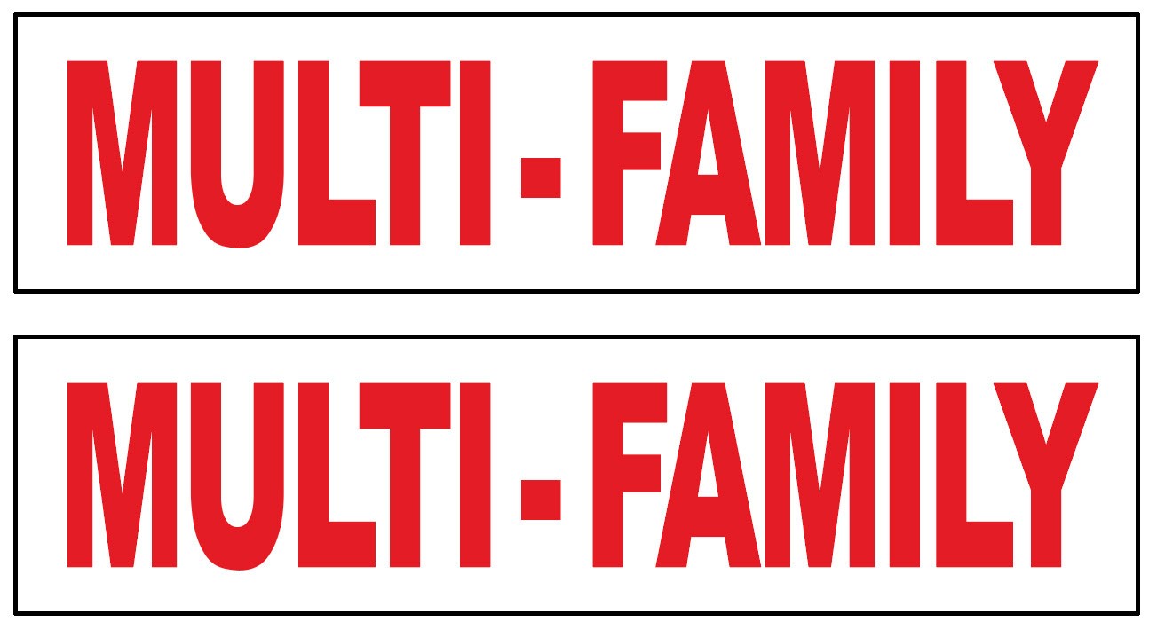 2 Pack 6×24 Inch MULTI FAMILY Real Estate Rider Corrugated Plastic Sign wrb