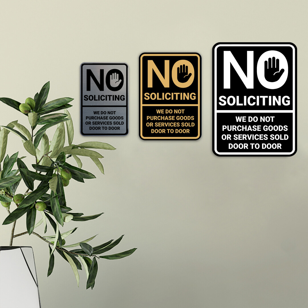 Portrait Round No Soliciting We Do Not Purchase Goods or Services Sold Door Sign