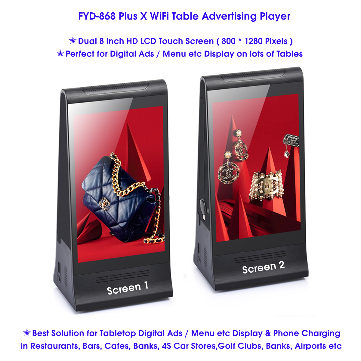 New 8 Inch Double Side LCD Touch Screen Digital Desktop Advertising Player