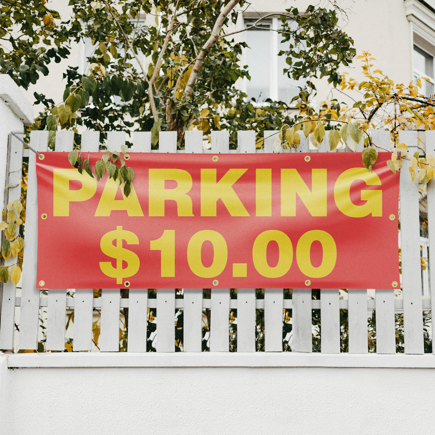 Parking $10 Dollars Vinyl Banner Sign with Metal Grommets Heavy-Duty
