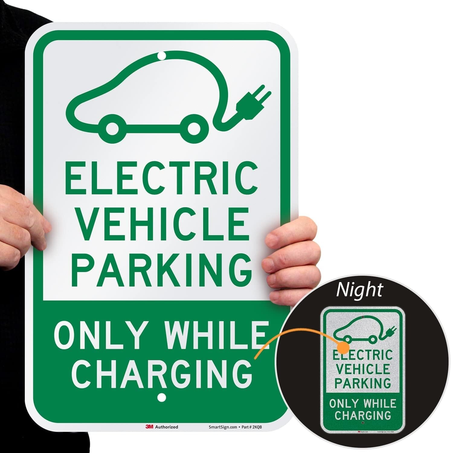 18 x 12 inch Electric Vehicle EV Parking – Only While Charging Metal Street Sign