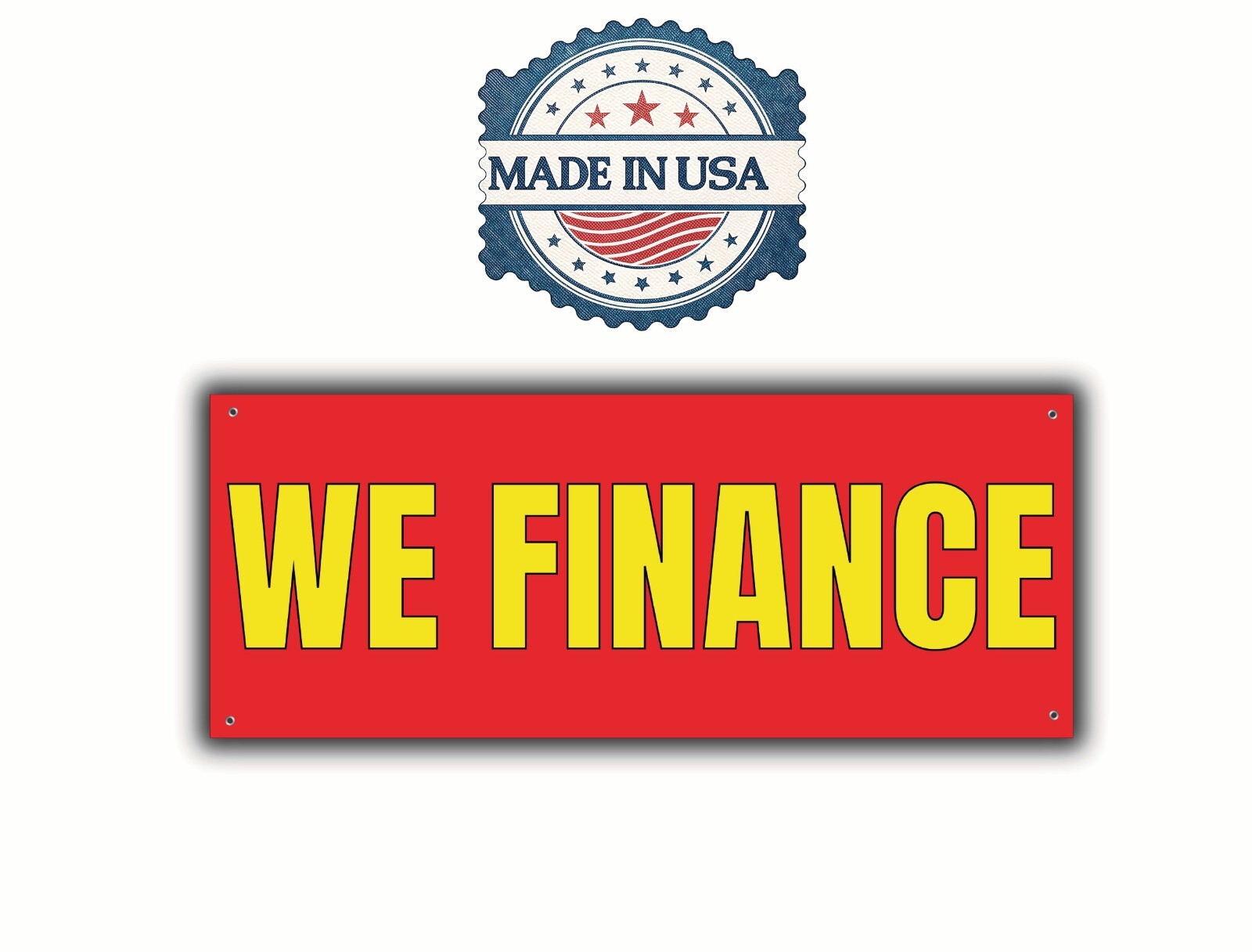 We Finance Banner Large Red Canvas Sign for Business Advertising 48×20 Inches