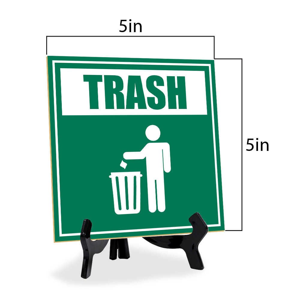 Trash 5&Prime;x 5&Prime; Square Table Sign With Acrylic Easel | Home & Office Decor