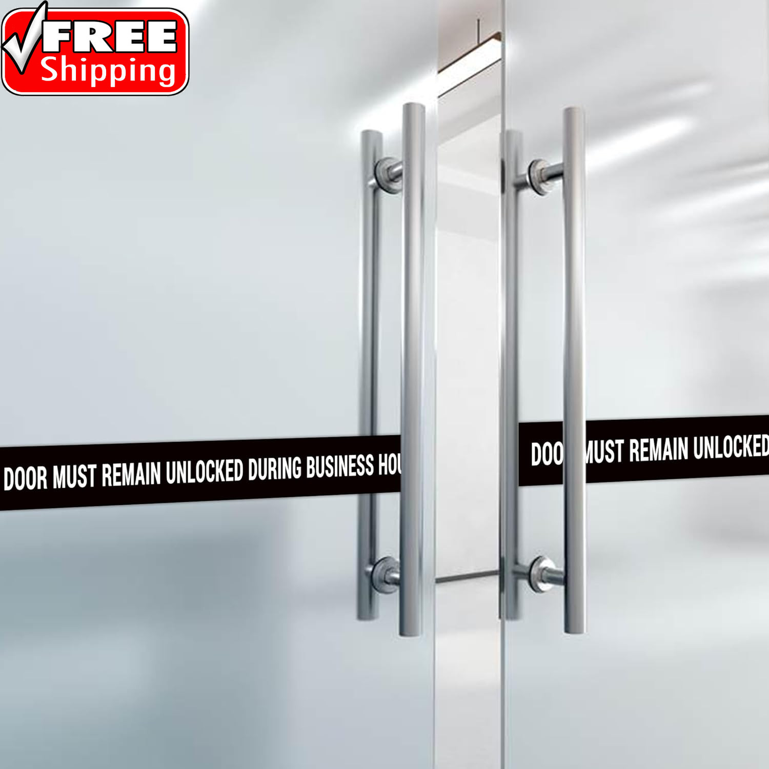 2PCS Door Must Remain Unlocked during Business Hours Sticker Sign，Self-Adhesive