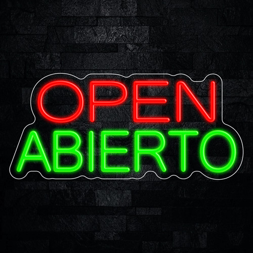 Open Abierto LED Neon Sign 22&Prime;L x 10&Prime;H #32536