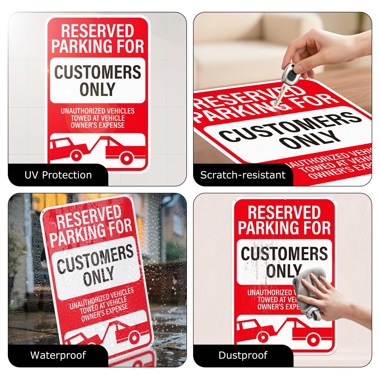 Reflective 18&Prime;x12&Prime; Customer Parking Only Sign – 2 Pack, Rust-Free Metal, Pre-Dri