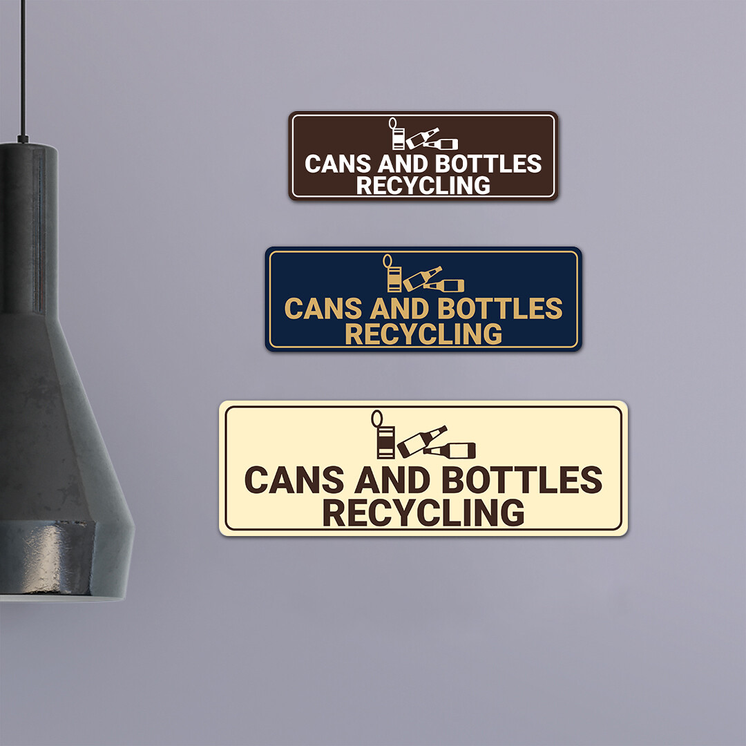 Signs ByLITA Standard Cans and Bottles Recycling Wall or Door Sign