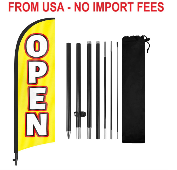 Open Feather Flag with Pole and Ground Stake, 8FT Swooper Advertising Banner Sig