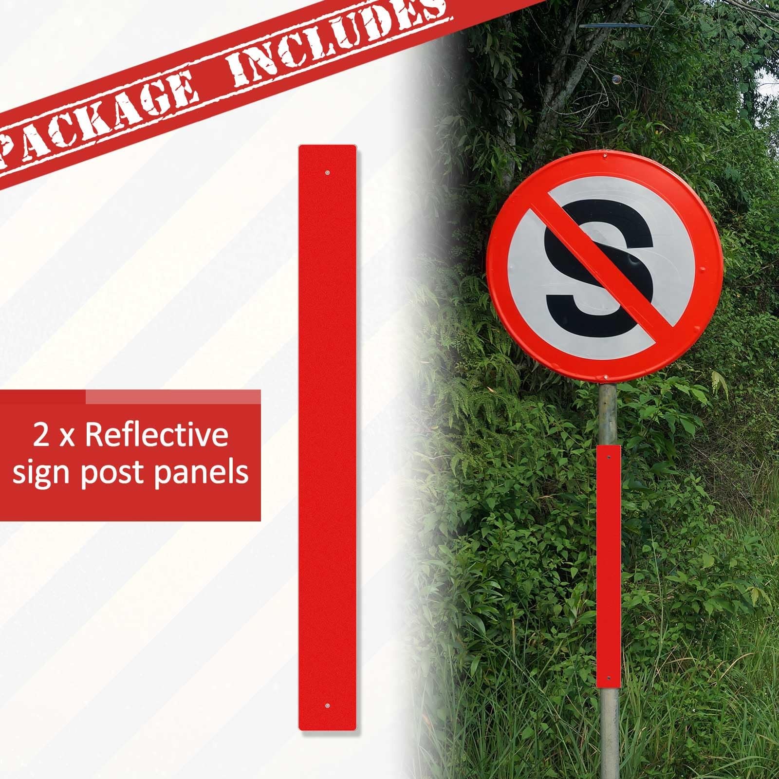 2 Pcs Reflective Sign Post Panel 3 x 30 Inch Reflective Aluminum Red Driveway…