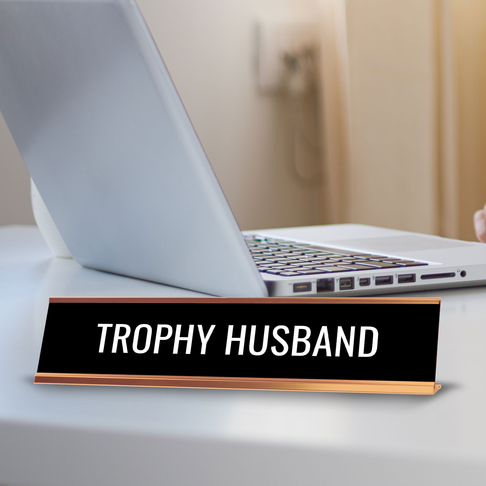 Trophy Husband 2 x 10&Prime; Desk Sign | Funny Home & Office Decor