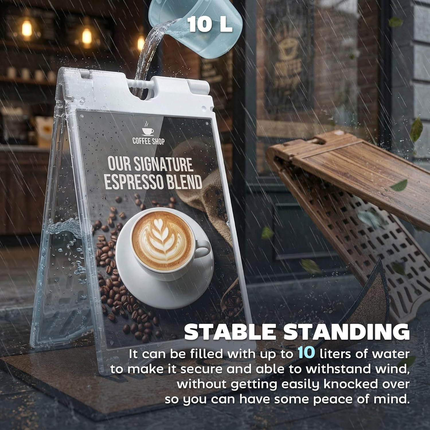 a Frame Sandwich Board Signs Outdoor 22&Prime; X 28&Prime; Sidewalk Sign with Weighted Tank
