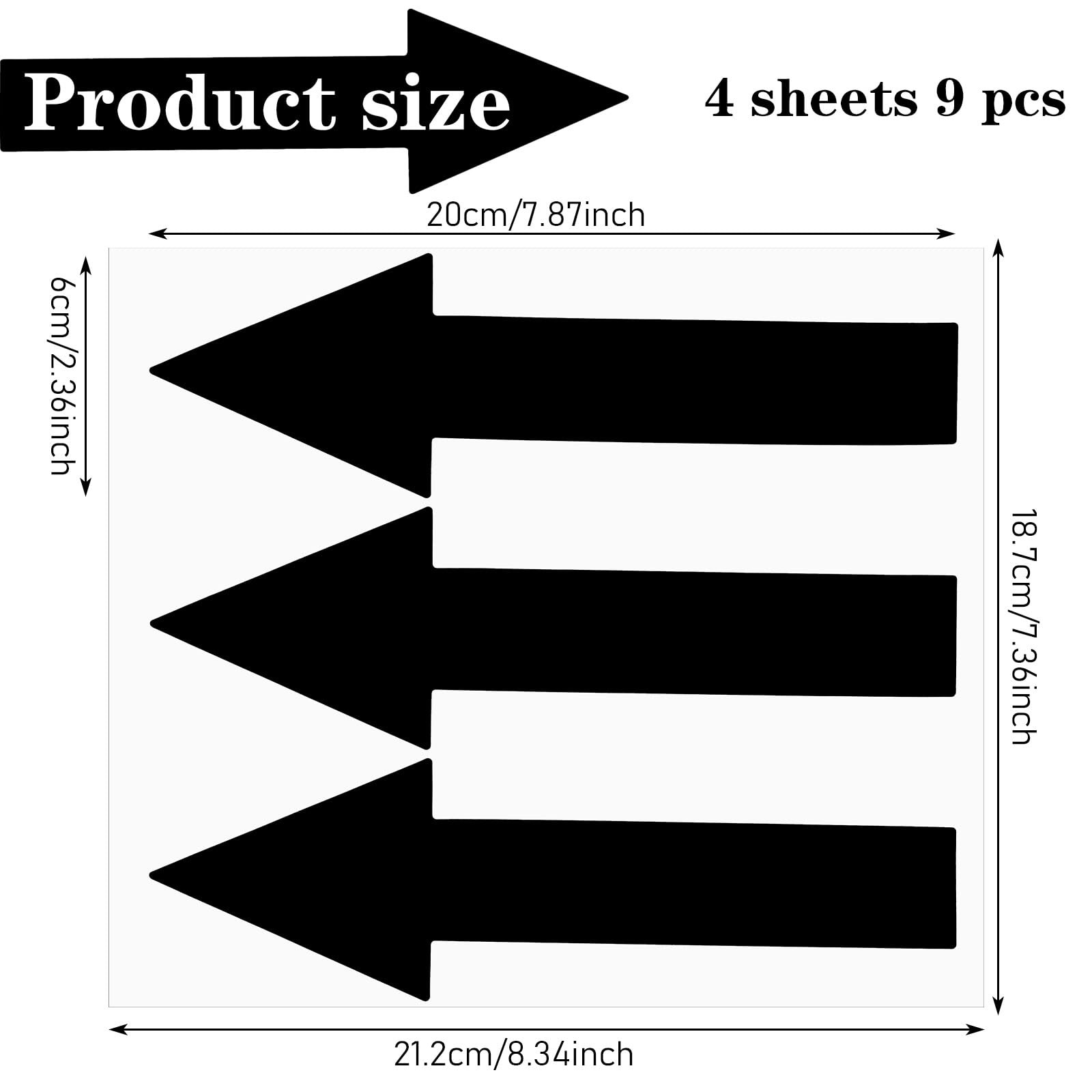 7.87&Prime;x2.36&Prime; Black Arrow Stickers for Signs, 12 Pack Waterproof PVC Floor Deca…