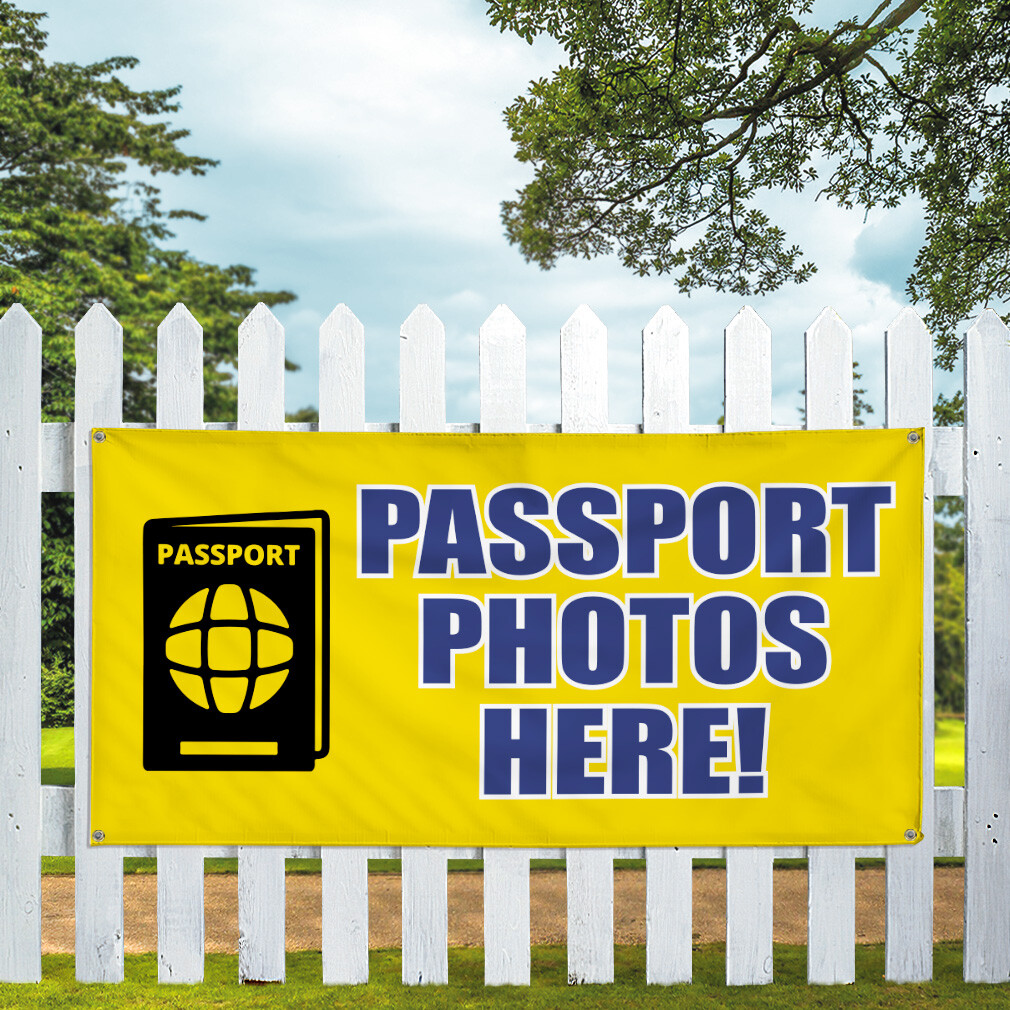 Vinyl Banner Multiple Sizes Passport Photos Here! Advertising Printing Outdoor