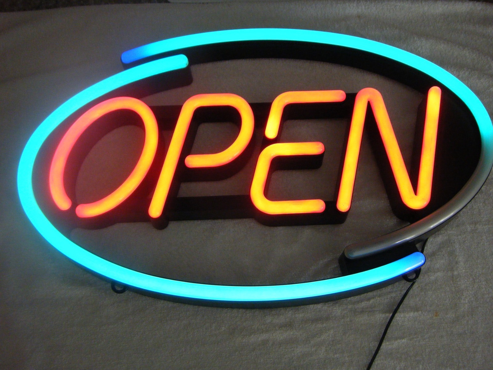 😉 ANIMATED MULTI-COLOR ILLUMINATED RETAIL COMMERCIAL OVAL OPEN SIGN 27” 3PT8
