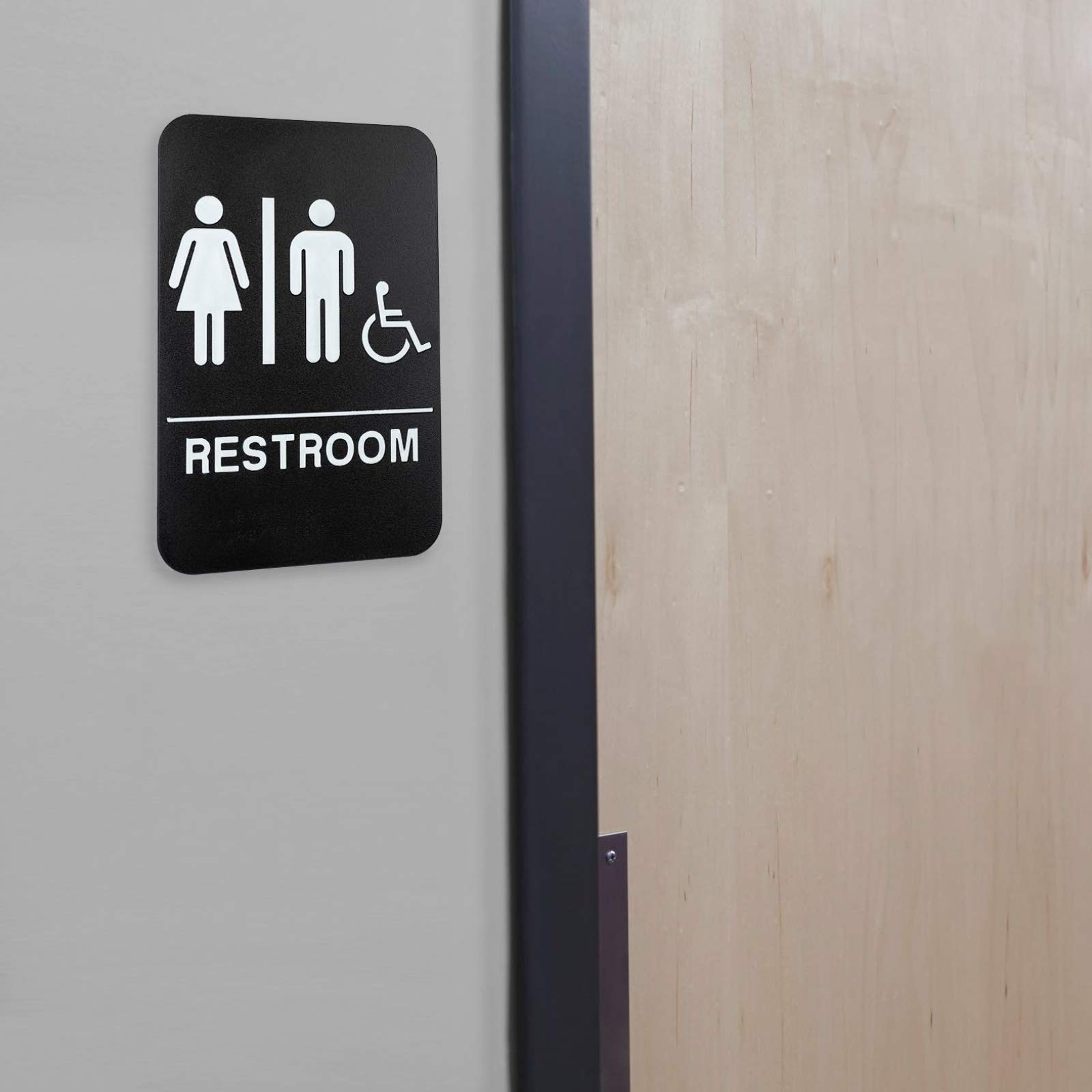 Plastic Restroom Sign: Easy to Mount with Braille (ADA Compliant), Great for …