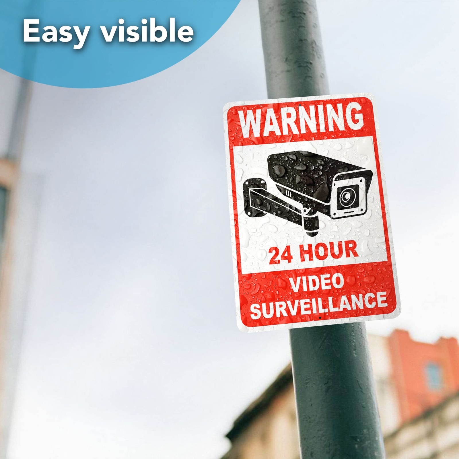 2 PC Video Surveillance Sign – 10×7 Aluminum Smile Your on Camera Signs – 24