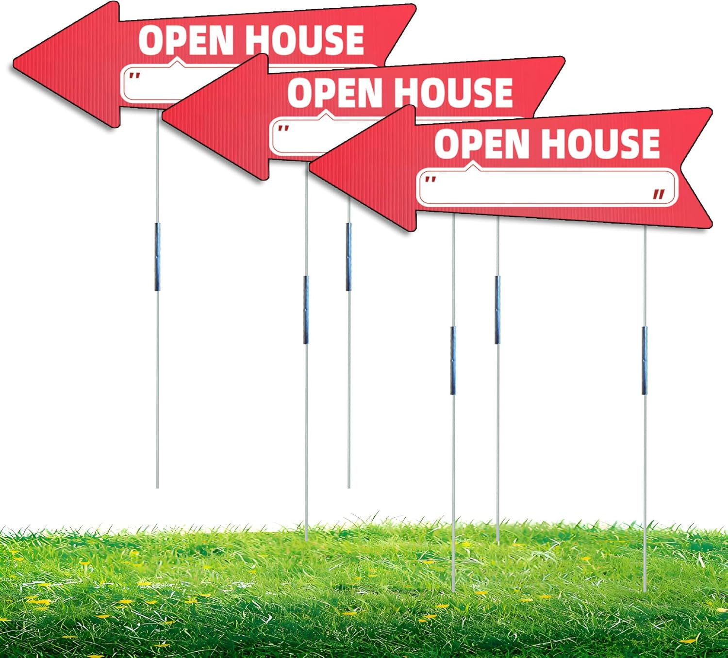 Open House Red Double – Sided Yard Sign with Arrows, 16&Prime; X 5&Prime; Inch, 12 Pcs 13.8&Prime;