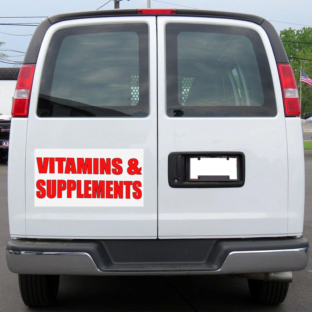 Car Magnet Set of 2 Vitamins and Supplements Car Advertising Industrial Sign