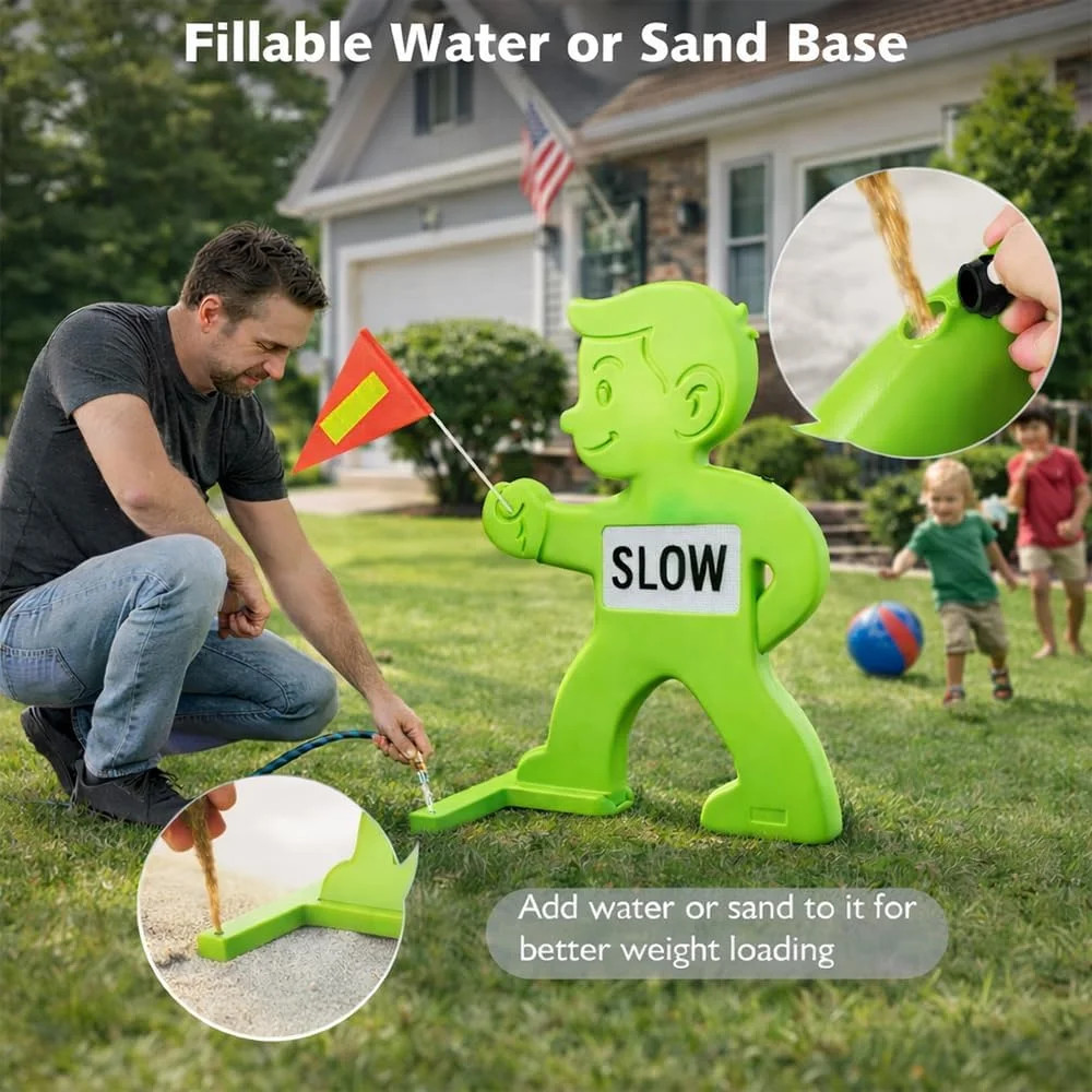 Outdoor Child Safety Sign – Kid Alert Street Safety Sign – 31 Inch Green Caution