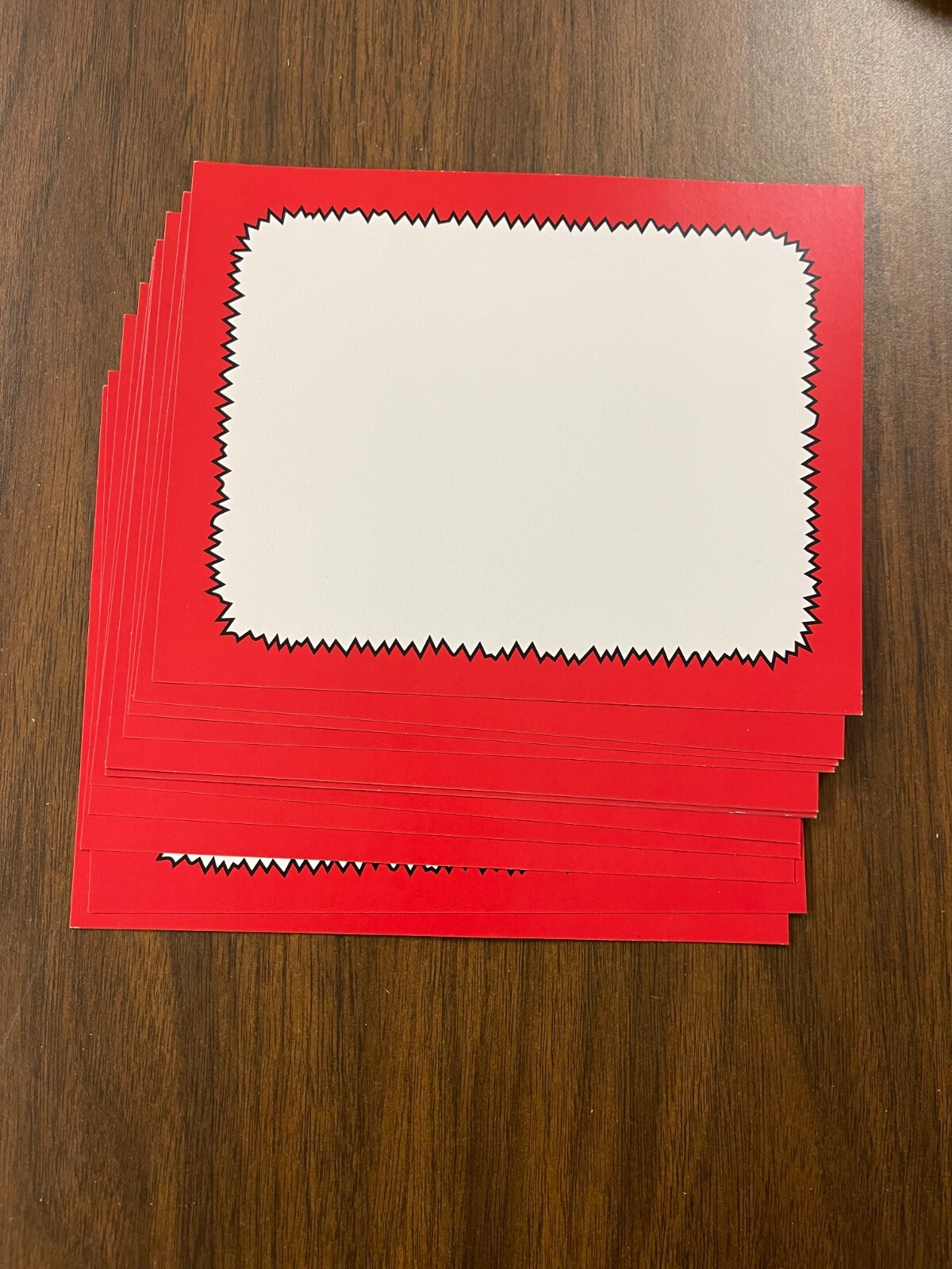 Red/Black Starburst Price Cards/Shelf Signs- 5.5&Prime; x 7&Prime; – 40 pieces
