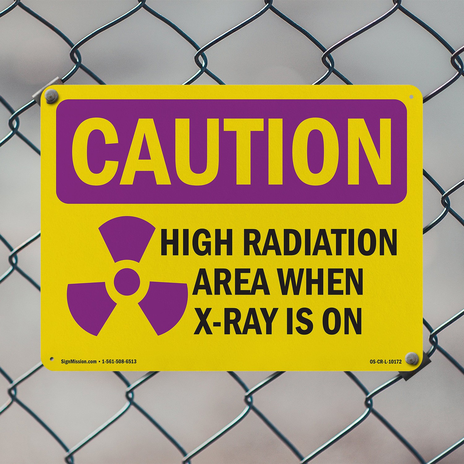 High Radiation Area X OSHA Caution Radiation Sign Metal, Decal – 5 or 10 Pack