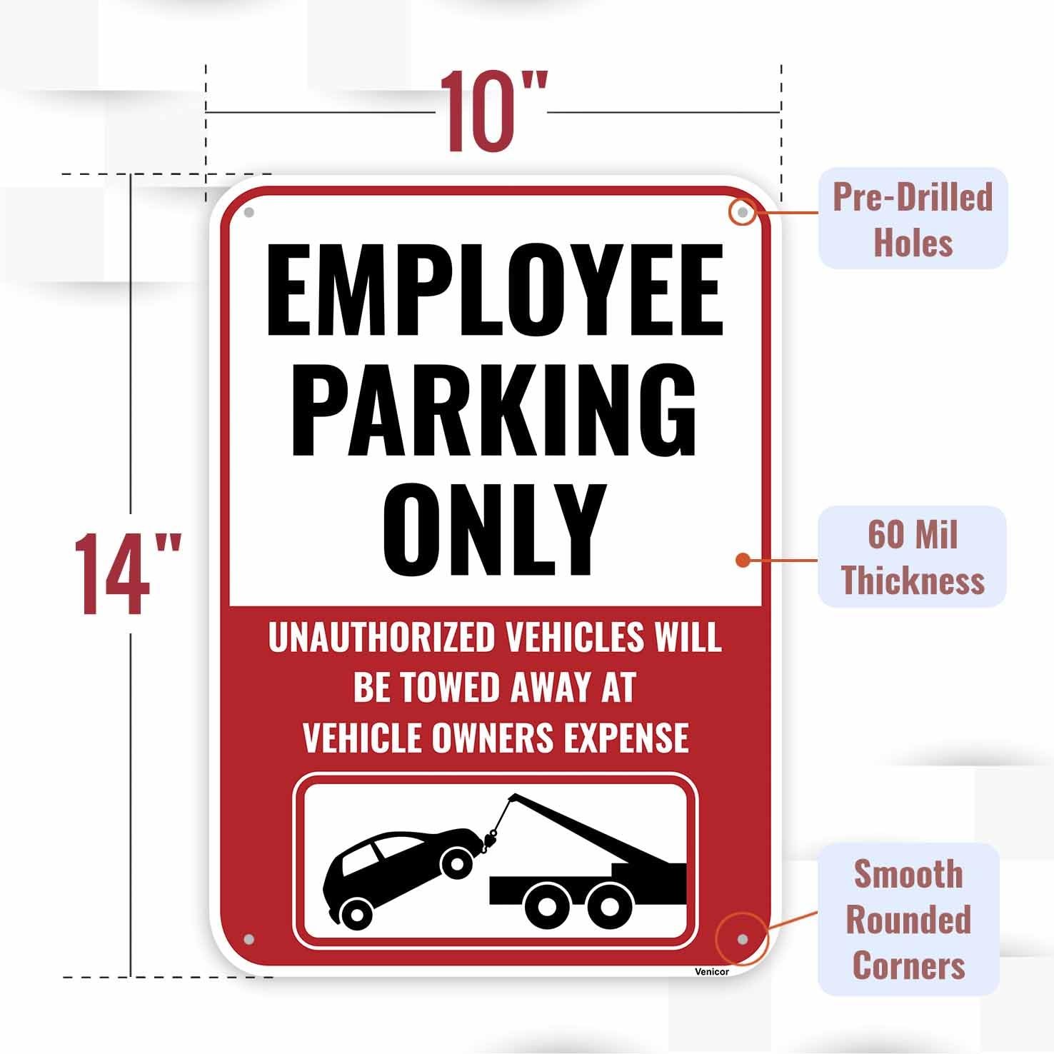 2 PCS 14×10 inch Employee Staff Parking Only Sign Aluminum Metal Material