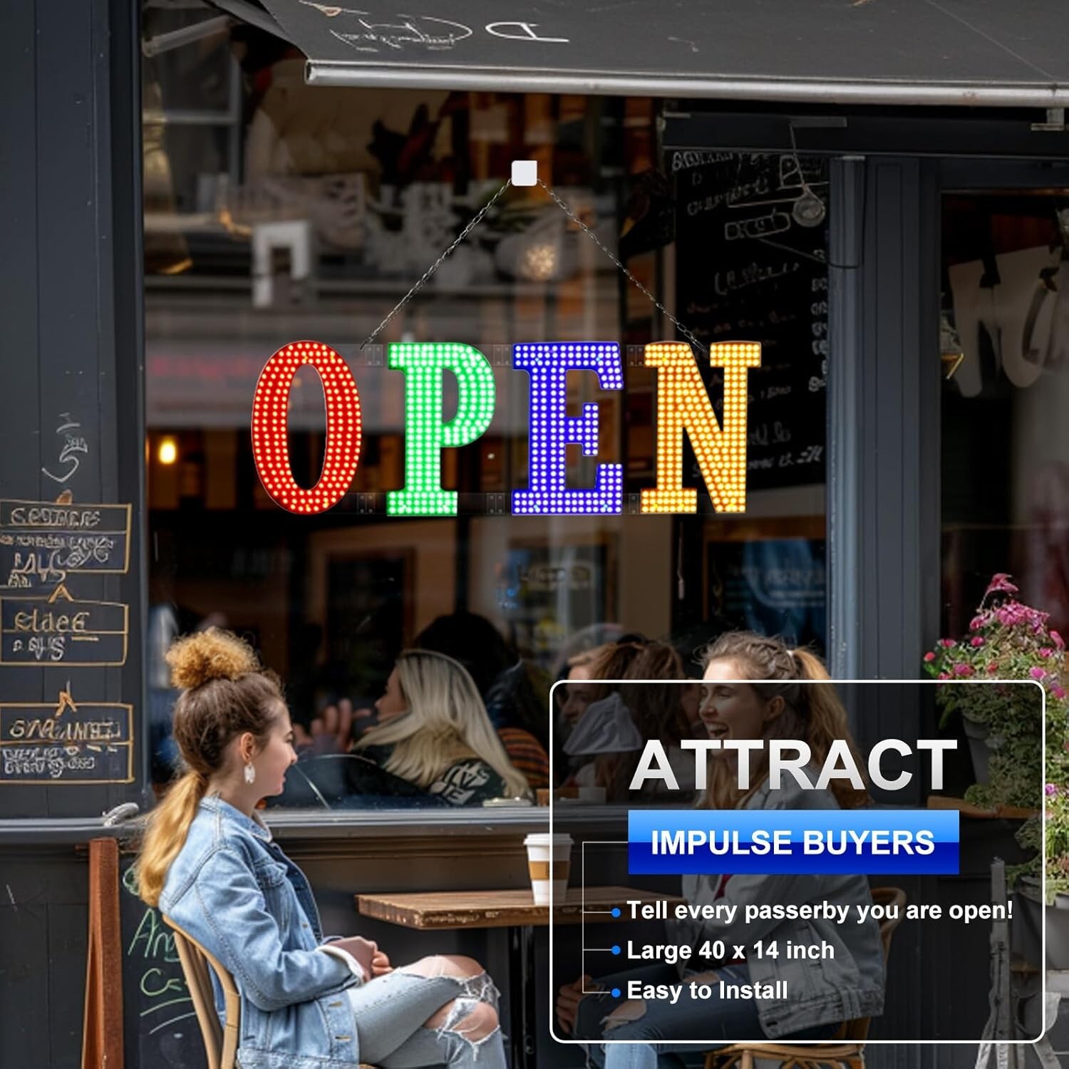40&Prime;X14&Prime; Extra Large LED Open Sign for Business Super Bright Unique Design LED RG