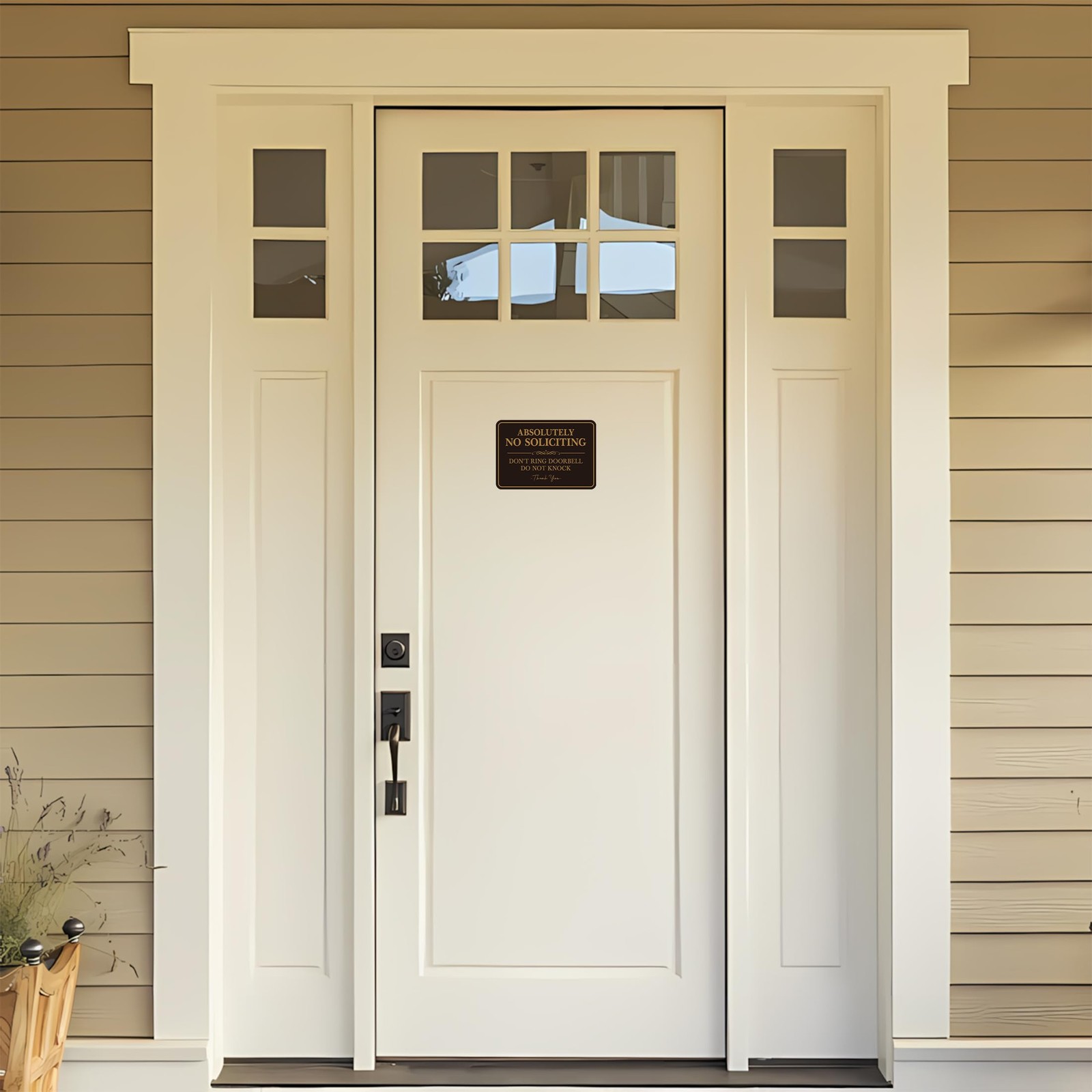 2PCS No Soliciting Sign for Front Door，SelfAdhesive Elegant Do Not Knock or R…