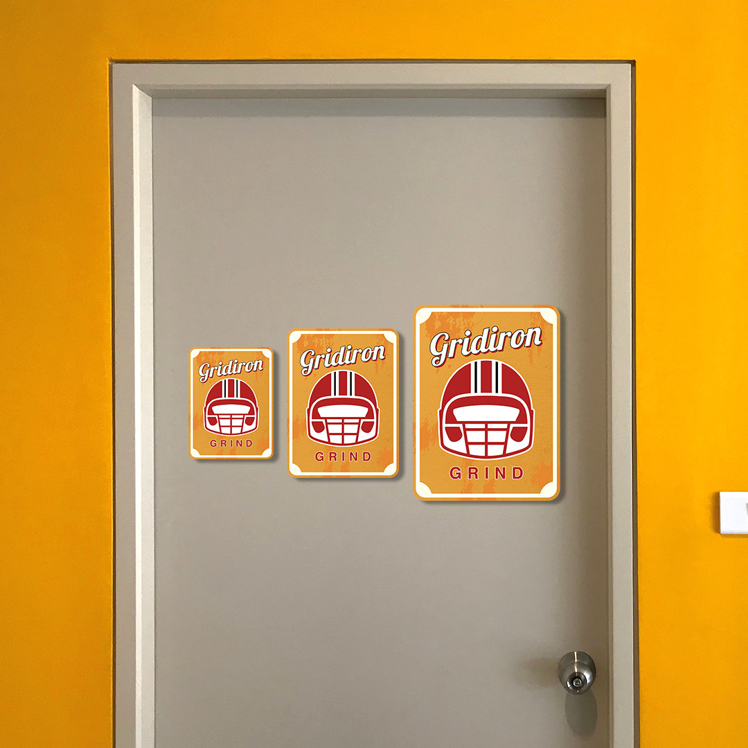 Portrait Round Plus Gridiron Grind Wall or Door Sign