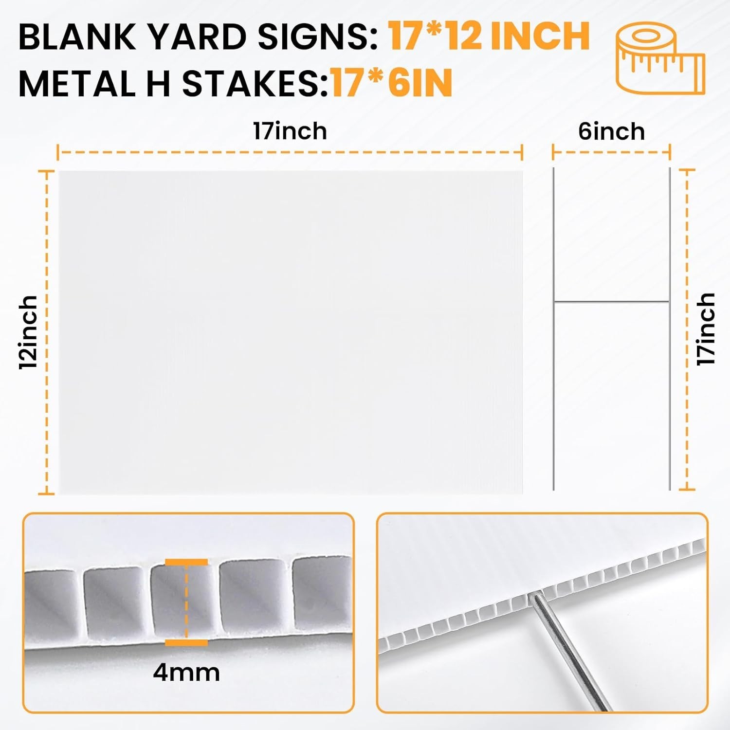 20 Pack Yard Signs with Metal Stakes 17×12 Inches Corrugated Plastic For Sale…