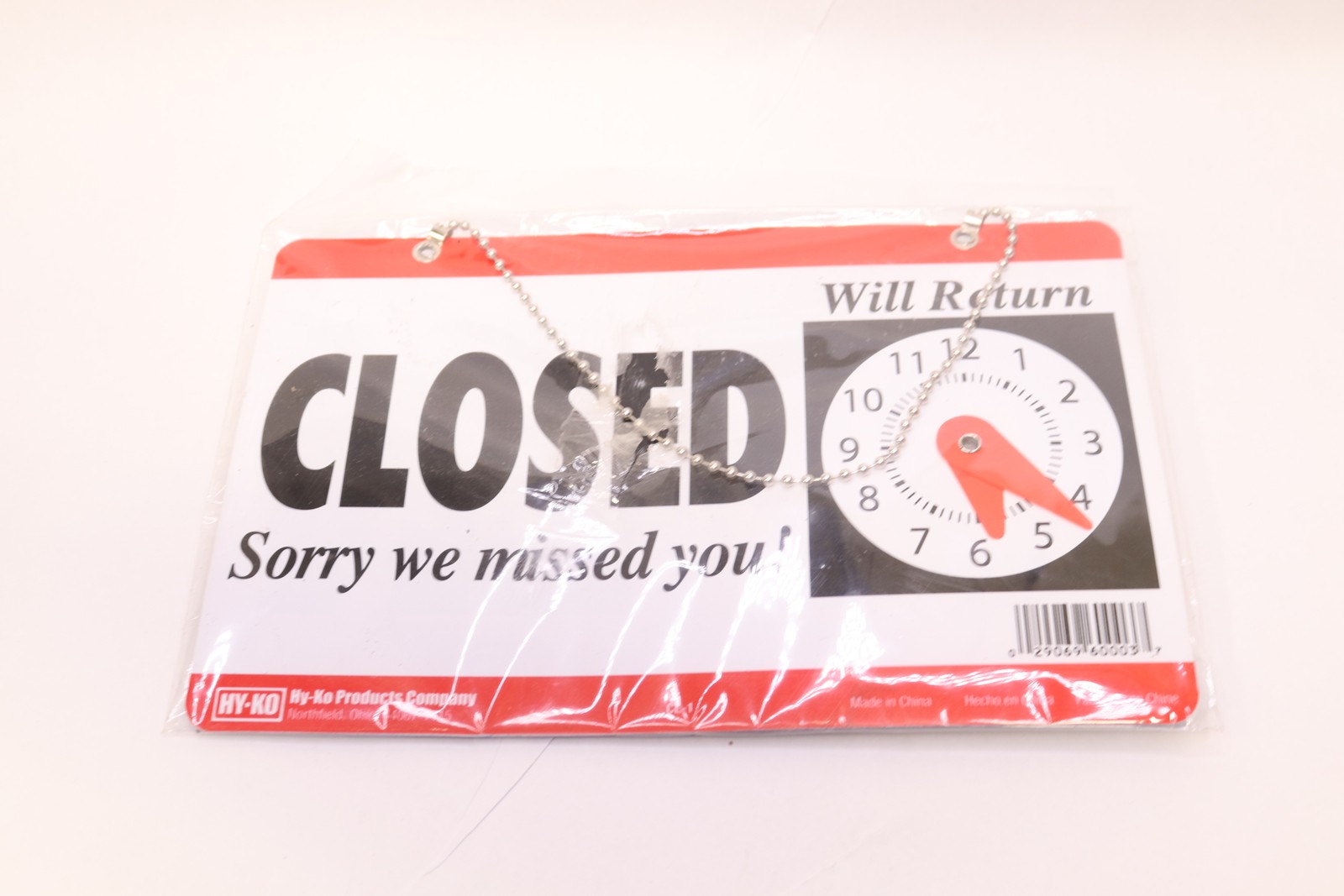 Hy-Ko Open/Closed Clock Sign 5-3/4&Prime; x 11.25&Prime; CL-1
