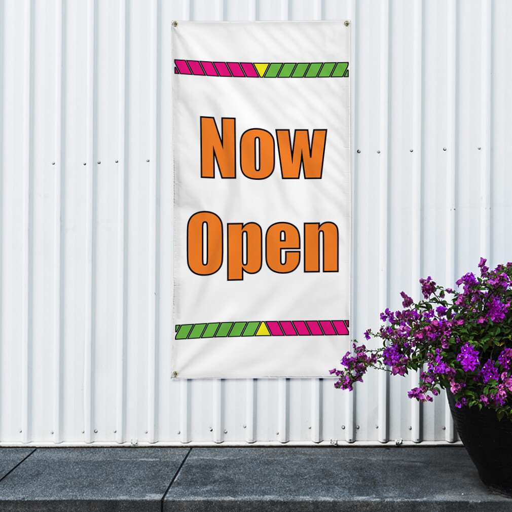 Vertical Vinyl Banner Multiple Sizes Now Open Multicolor Business Outdoor