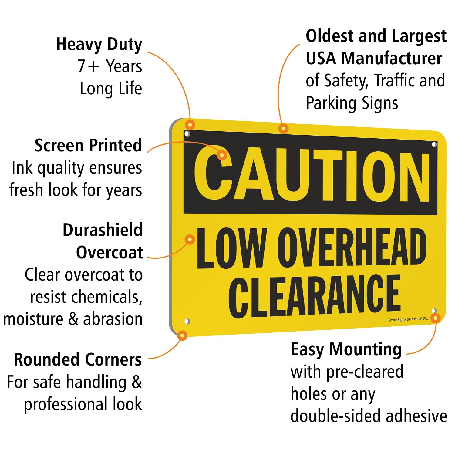 Caution Low Overhead Clearance Sign 7×10 Inch Aluminum Black On Yellow