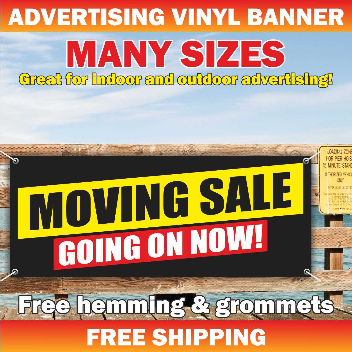 MOVING SALE GOING ON NOW Advertising Banner Vinyl Mesh Sign Discount сlearance