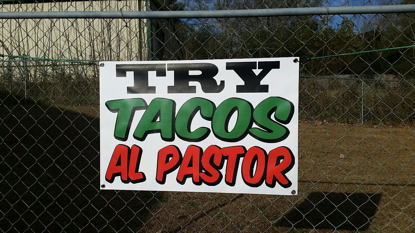 TRY TACOS AL PASTOR Banner Mexican Food Restaurant Open Shop Sign Display Poster
