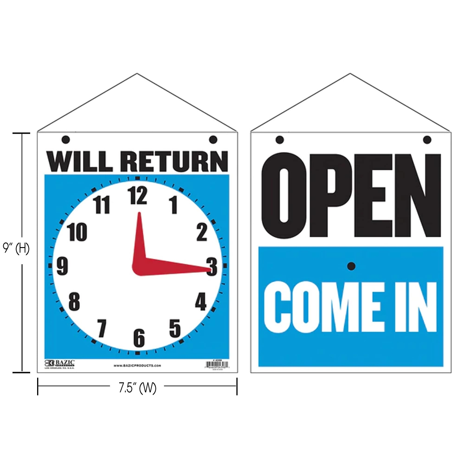 BAZIC Open Sign 7.5&Prime;x9&Prime;, Clock Will Return Will be Back, Double Sides Plastic…