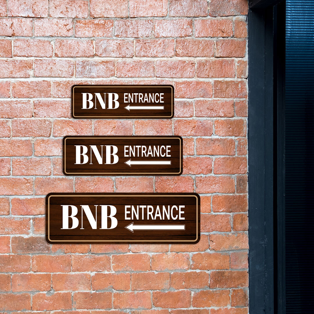 Standard Plus BNB Entrance (Left Arrow) Door or Wall Sign | BnB Hosting Signage