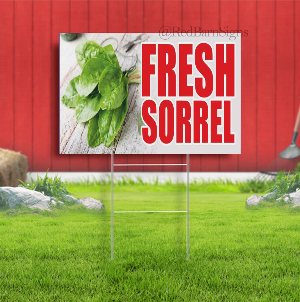 Fresh Sorrel Salad vegetables Fruits Berries Farm Indoor Outdoor Yard Sign with