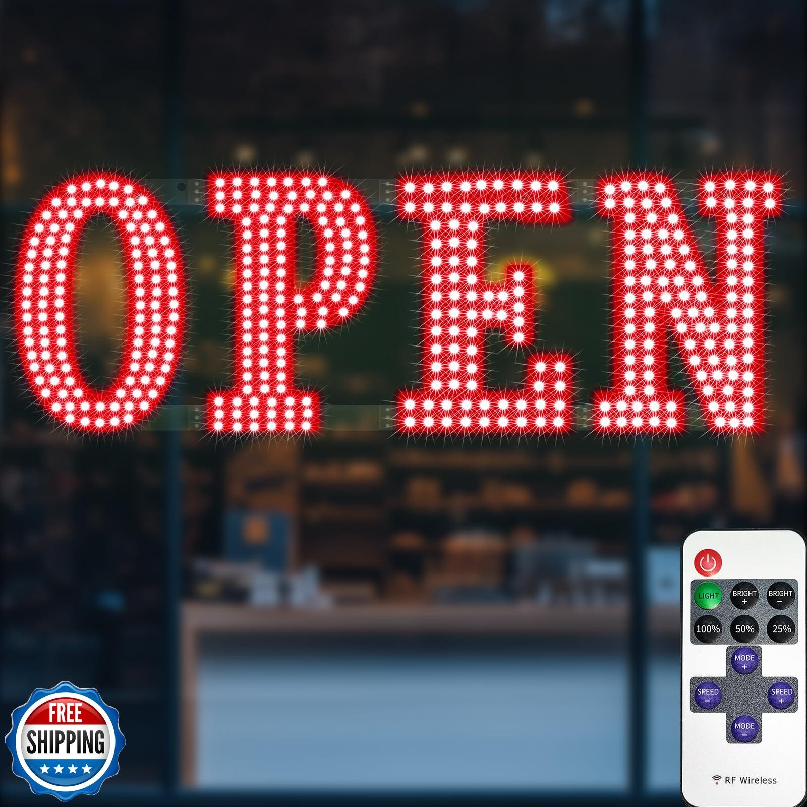 30&Prime; x 10&Prime; Large LED Open Signs with Remote Control 14 Modes Dimmable Open Sig