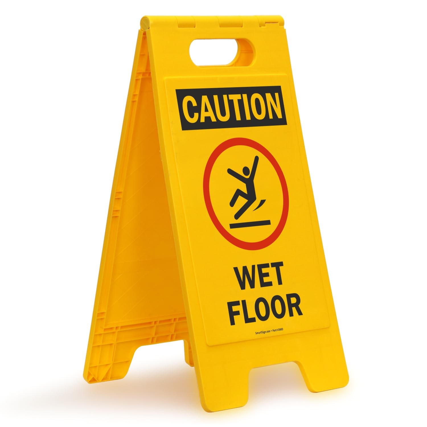Caution Wet Floor Folding Sign Graphic 25×12 Inch Black/Red On Yellow