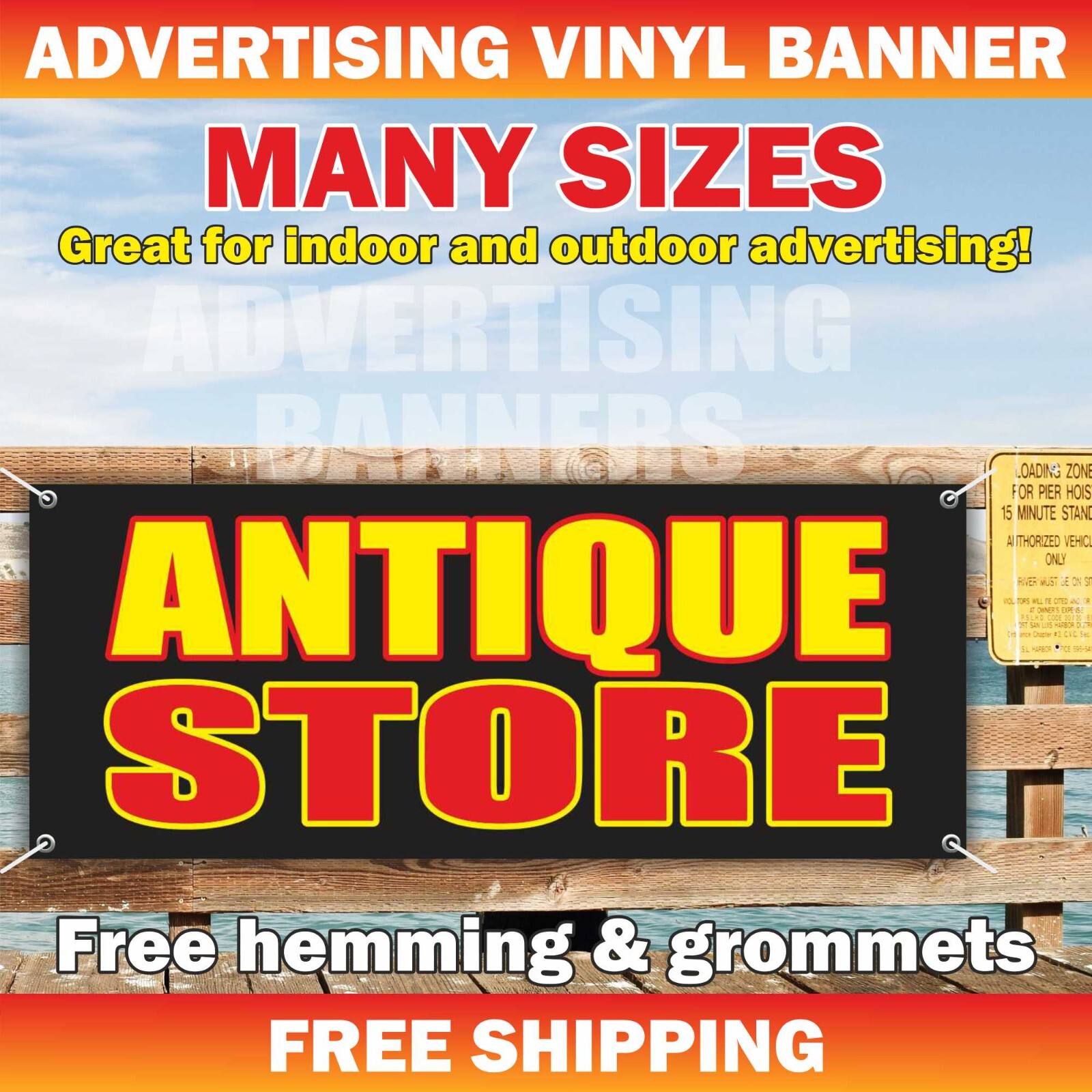 ANTIQUE STORE Advertising Banner Vinyl Mesh Sign Flag vintage shop collectibles
